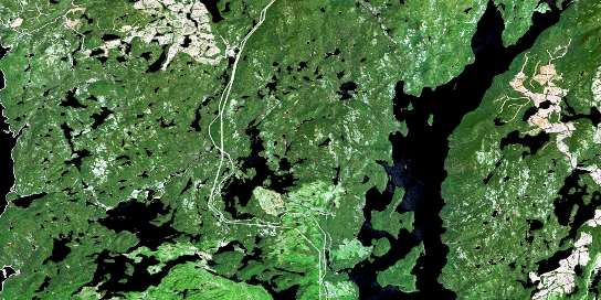 Lac Gaillard Satellite Map 022K02 at 1:50,000 scale - National Topographic System of Canada (NTS) - Orthophoto