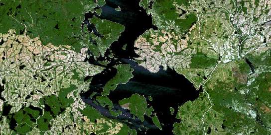 Lac Peribonca Satellite Map 022L03 at 1:50,000 scale - National Topographic System of Canada (NTS) - Orthophoto