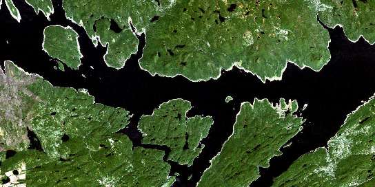 Lac Lacoste Satellite Map 022N02 at 1:50,000 scale - National Topographic System of Canada (NTS) - Orthophoto