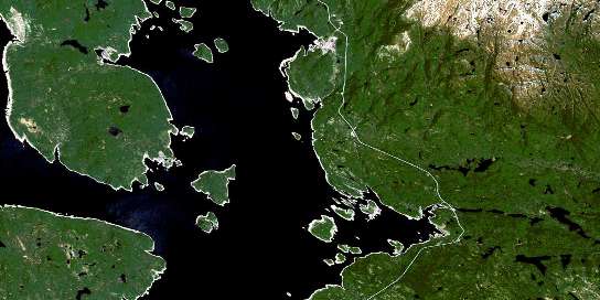 Lac Lacoursiere Satellite Map 022N08 at 1:50,000 scale - National Topographic System of Canada (NTS) - Orthophoto