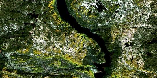 Riviere Baune Satellite Map 022P02 at 1:50,000 scale - National Topographic System of Canada (NTS) - Orthophoto
