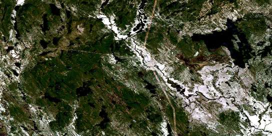 Lac Eric Satellite Map 022P13 at 1:50,000 scale - National Topographic System of Canada (NTS) - Orthophoto