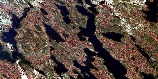 Lac Petite Hermine Satellite Map 023B16 at 1:50,000 scale - National Topographic System of Canada (NTS) - Orthophoto