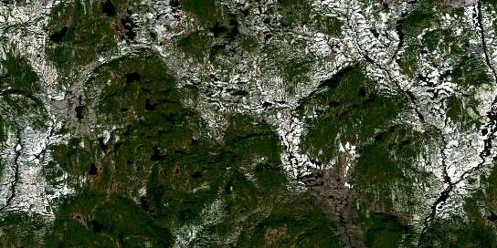 Lac Cananville Satellite Map 023C07 at 1:50,000 scale - National Topographic System of Canada (NTS) - Orthophoto
