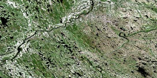 Lac Lhande Satellite Map 024B14 at 1:50,000 scale - National Topographic System of Canada (NTS) - Orthophoto