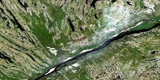 Ile Koksoak Satellite Map 024F14 at 1:50,000 scale - National Topographic System of Canada (NTS) - Orthophoto