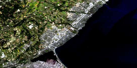Hamilton-Burlington Satellite Map 030M05 at 1:50,000 scale - National Topographic System of Canada (NTS) - Orthophoto