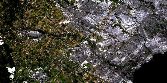 Brampton Satellite Map 030M12 at 1:50,000 scale - National Topographic System of Canada (NTS) - Orthophoto