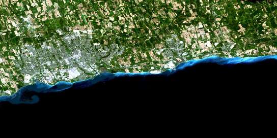 Oshawa Satellite Map 030M15 at 1:50,000 scale - National Topographic System of Canada (NTS) - Orthophoto