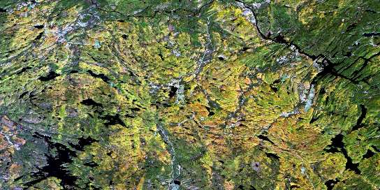 Denbigh Satellite Map 031F03 at 1:50,000 scale - National Topographic System of Canada (NTS) - Orthophoto