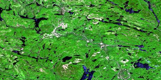 Lac Au Sorcier Satellite Map 031I11 at 1:50,000 scale - National Topographic System of Canada (NTS) - Orthophoto