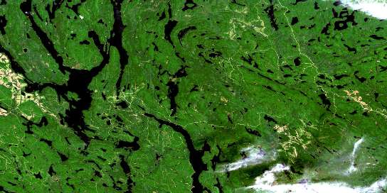 Lac Dumoine Satellite Map 031K13 at 1:50,000 scale - National Topographic System of Canada (NTS) - Orthophoto
