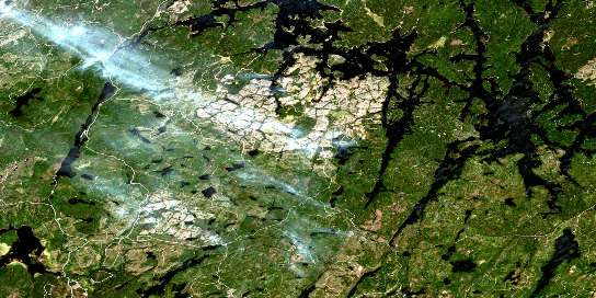 Lac Nodier Satellite Map 031M09 at 1:50,000 scale - National Topographic System of Canada (NTS) - Orthophoto