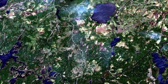 Lac Sabourin Satellite Map 031N13 at 1:50,000 scale - National Topographic System of Canada (NTS) - Orthophoto
