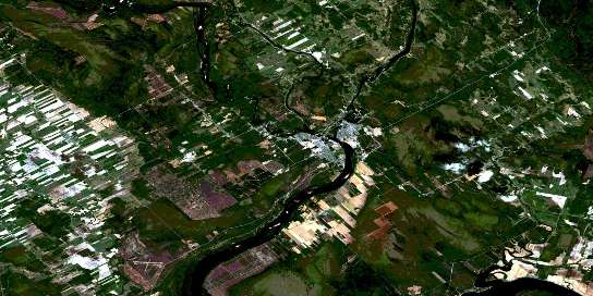 Dolbeau-Mistassini Satellite Map 032A16 at 1:50,000 scale - National Topographic System of Canada (NTS) - Orthophoto