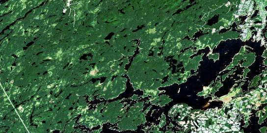 Baie Plamondon Satellite Map 032B11 at 1:50,000 scale - National Topographic System of Canada (NTS) - Orthophoto