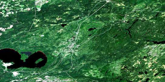 Lac Quevillon Satellite Map 032F02 at 1:50,000 scale - National Topographic System of Canada (NTS) - Orthophoto
