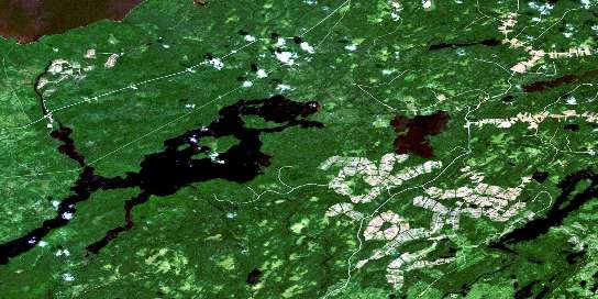 Lac Pusticamica Satellite Map 032F08 at 1:50,000 scale - National Topographic System of Canada (NTS) - Orthophoto