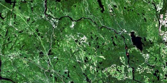 Lac D'Anville Satellite Map 032H03 at 1:50,000 scale - National Topographic System of Canada (NTS) - Orthophoto