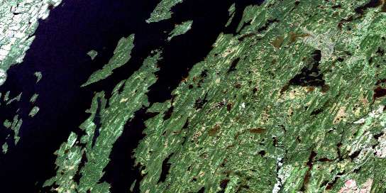 Lac Deleuze Satellite Map 032I12 at 1:50,000 scale - National Topographic System of Canada (NTS) - Orthophoto
