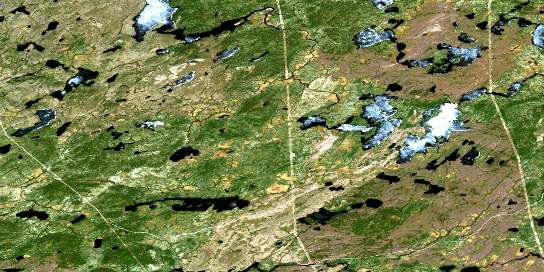 Lac Ginguet Satellite Map 032J13 at 1:50,000 scale - National Topographic System of Canada (NTS) - Orthophoto