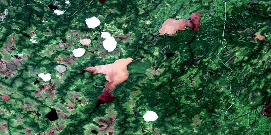 Lac Bouchier Satellite Map 032K04 at 1:50,000 scale - National Topographic System of Canada (NTS) - Orthophoto