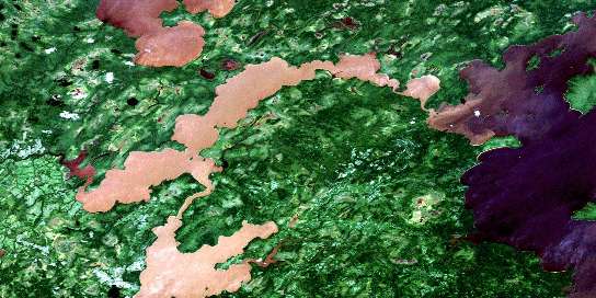 Lac Dana Satellite Map 032K14 at 1:50,000 scale - National Topographic System of Canada (NTS) - Orthophoto