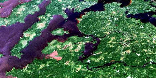 Lake Evans Satellite Map 032K15 at 1:50,000 scale - National Topographic System of Canada (NTS) - Orthophoto