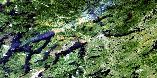 Lac Villon Satellite Map 032O03 at 1:50,000 scale - National Topographic System of Canada (NTS) - Orthophoto