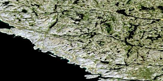 Lac Sanningajuq Satellite Map 034K03 at 1:50,000 scale - National Topographic System of Canada (NTS) - Orthophoto