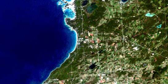 Wiarton Satellite Map 041A11 at 1:50,000 scale - National Topographic System of Canada (NTS) - Orthophoto