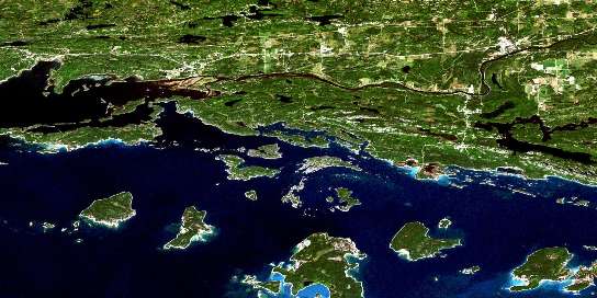 Spanish Satellite Map 041J01 at 1:50,000 scale - National Topographic System of Canada (NTS) - Orthophoto