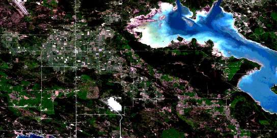 Munuscong Lake Satellite Map 041K01 at 1:50,000 scale - National Topographic System of Canada (NTS) - Orthophoto