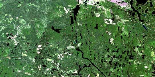 Radisson Lake Satellite Map 042A02 at 1:50,000 scale - National Topographic System of Canada (NTS) - Orthophoto