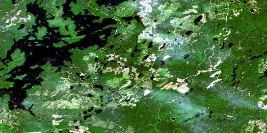 Kabinakagami Lake Satellite Map 042C16 at 1:50,000 scale - National Topographic System of Canada (NTS) - Orthophoto