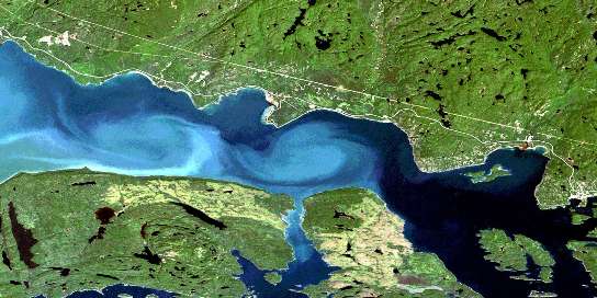 Rossport Satellite Map 042D13 at 1:50,000 scale - National Topographic System of Canada (NTS) - Orthophoto