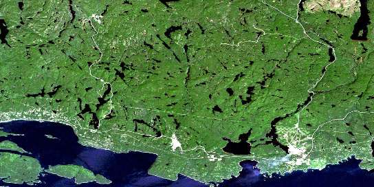 Schreiber Satellite Map 042D14 at 1:50,000 scale - National Topographic System of Canada (NTS) - Orthophoto