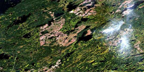 Treptow Lake Satellite Map 042E14 at 1:50,000 scale - National Topographic System of Canada (NTS) - Orthophoto