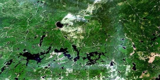 Hanlan Lake Satellite Map 042G13 at 1:50,000 scale - National Topographic System of Canada (NTS) - Orthophoto