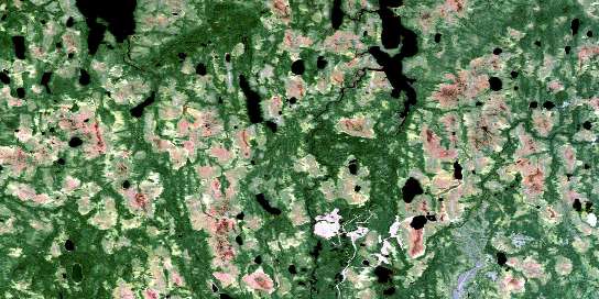 Ministik Lake Satellite Map 042I01 at 1:50,000 scale - National Topographic System of Canada (NTS) - Orthophoto