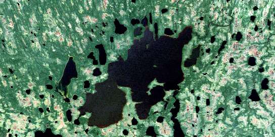 Kesagami Lake Satellite Map 042I08 at 1:50,000 scale - National Topographic System of Canada (NTS) - Orthophoto