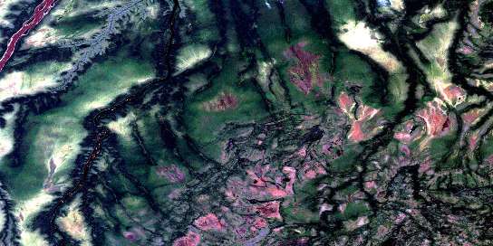 Meengan Creek Satellite Map 042I15 at 1:50,000 scale - National Topographic System of Canada (NTS) - Orthophoto