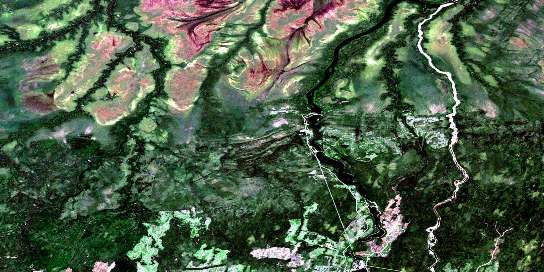 Smoky Falls Satellite Map 042J01 at 1:50,000 scale - National Topographic System of Canada (NTS) - Orthophoto