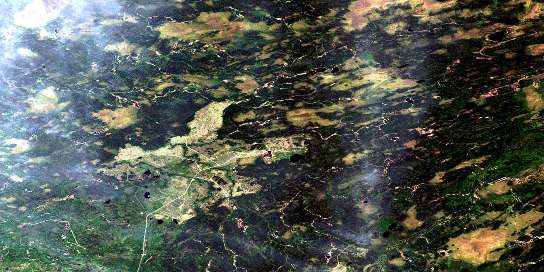 Keown Lake Satellite Map 042J04 at 1:50,000 scale - National Topographic System of Canada (NTS) - Orthophoto