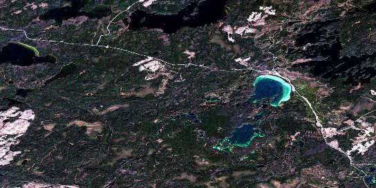 Hanover Lake Satellite Map 042L06 at 1:50,000 scale - National Topographic System of Canada (NTS) - Orthophoto