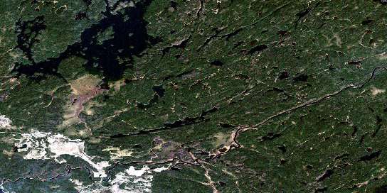 Mahamo Lake Satellite Map 042L13 at 1:50,000 scale - National Topographic System of Canada (NTS) - Orthophoto