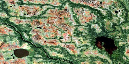 Muswabik Lake Satellite Map 042N11 at 1:50,000 scale - National Topographic System of Canada (NTS) - Orthophoto