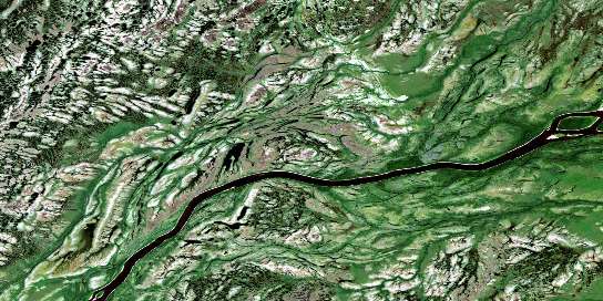 Biglow Creek Satellite Map 043B01 at 1:50,000 scale - National Topographic System of Canada (NTS) - Orthophoto