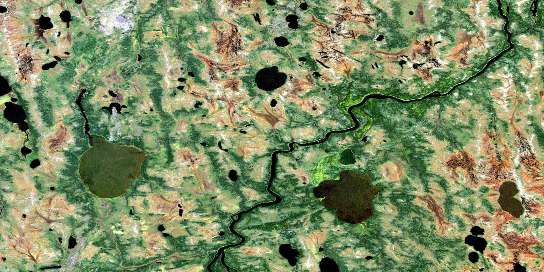 Highbank Lake Satellite Map 043D08 at 1:50,000 scale - National Topographic System of Canada (NTS) - Orthophoto