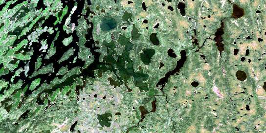 Winisk Lake Satellite Map 043D14 at 1:50,000 scale - National Topographic System of Canada (NTS) - Orthophoto
